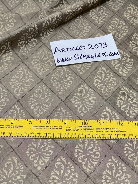 Fabulous Quality Silk Shantung Quilted and Block Printed - Olive Gold!!!