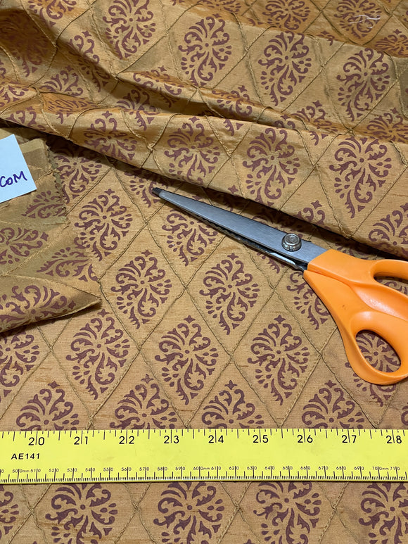 Fabulous Quality Silk Shantung Quilted and Printed - Mustard Gold!!!