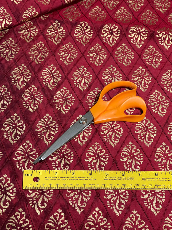 Designer Quality Silk Shantung Quilted and Printed - SHERRY RED!!!