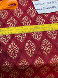 Designer Quality Silk Shantung Quilted and Printed - SHERRY RED!!!