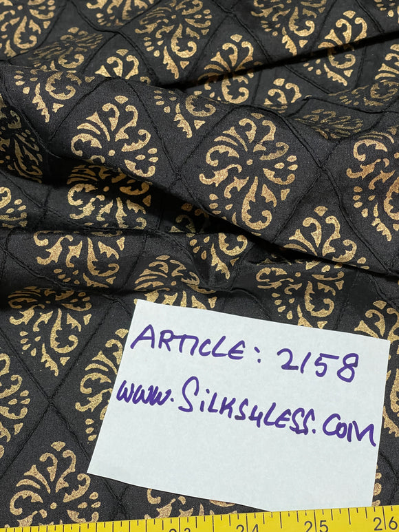 Designer Quality Silk Shantung Quilted / Printed - BLACK!!!