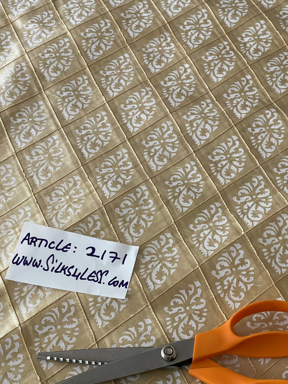 Designer Quality Silk Shantung Quilted And Printed - BEIGE!!!