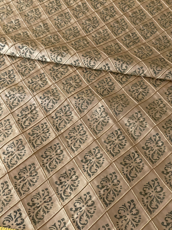 Designer Quality Silk Shantung Quilted / Printed - DARK BEIGE!!!