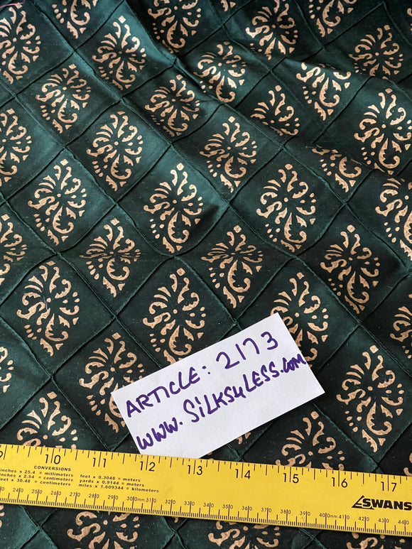 Designer Quality Silk Shantung in Quilted/Printed - MOSS GREEN!!!