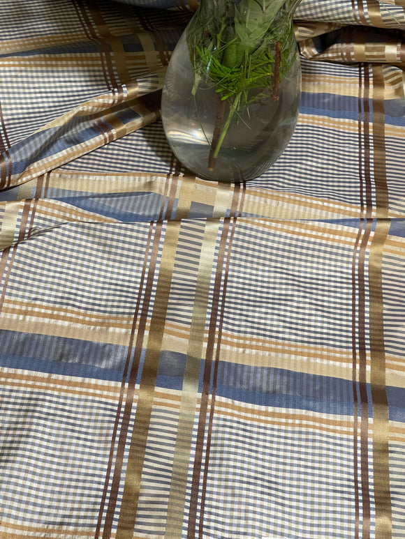 Designer Quality  Gorgeous Satin Weave Plaid  - BLUES/GOLD!!!