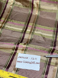 Designer Quality Gorgeous Silk Taffeta Satin Weave Plaid  - OLIVE GREENS/ PURPLE/WINE/GOLDS!!!