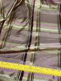 Designer Quality Gorgeous Silk Taffeta Satin Weave Plaid  - OLIVE GREENS/ PURPLE/WINE/GOLDS!!!