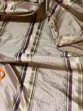 Designer Quality Silk Taffeta Satin Weave Stripes - OLIVE GREEN/WINE/GOLDS!!!