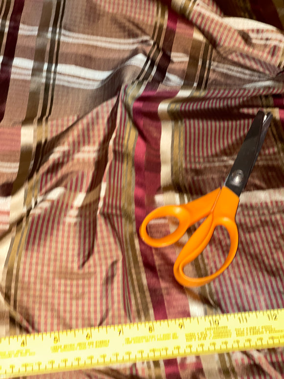 Designer Quality Gorgeous Silk Taffeta Satin Weave Plaid - OLIVE GREEN/GOLD/WINE!!!