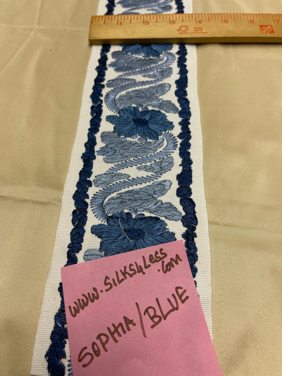 Embroidered Designer Quality Trim In Blues!!!