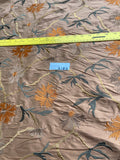 Designer Quality Silk Shantung Embroidery / Sun Flower Silk Collection - DARK TAN!!!