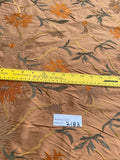 Designer Quality Silk Shantung Embroidery / Sun Flower Silk Collection - DARK TAN!!!