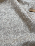 Designer Quality Silk Shantung Jacquard & Paisley Embroidery - WHEAT!!!