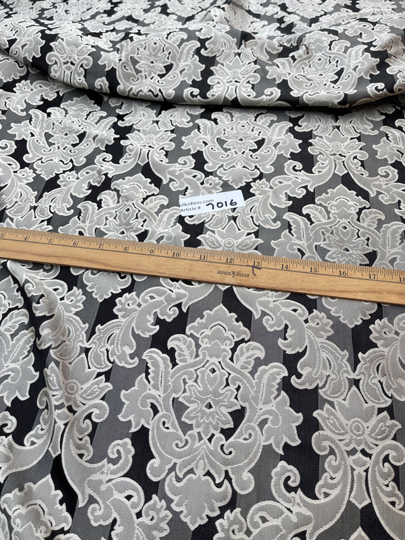 High Quality Heavy Silk Satin Damask Jacquard - BLACK/ SILVER!!!