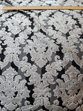 High Quality Heavy Silk Satin Damask Jacquard - BLACK/ SILVER!!!