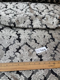 High Quality Heavy Silk Satin Damask Jacquard - BLACK/ SILVER!!!