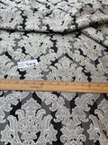 High Quality Heavy Silk Satin Damask Jacquard - BLACK/ SILVER!!!