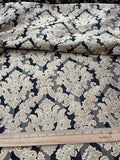 High Quality Heavy Silk Satin Damask Jacquard - BLACK/ PEACH!!!