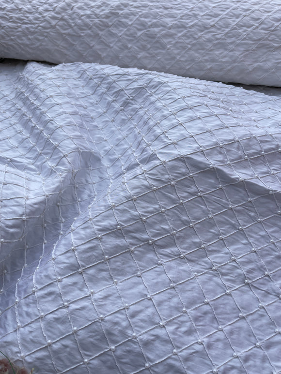 Exquisite Quality Silk Shantung Quilt with Pearl - BRIDAL WHITE!!!