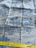 Designers Quality Silk Shantung Screen Print  - IVORY/ BLUES!!!