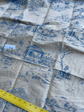 Designers Quality Silk Shantung Screen Print  - IVORY/ BLUES!!!
