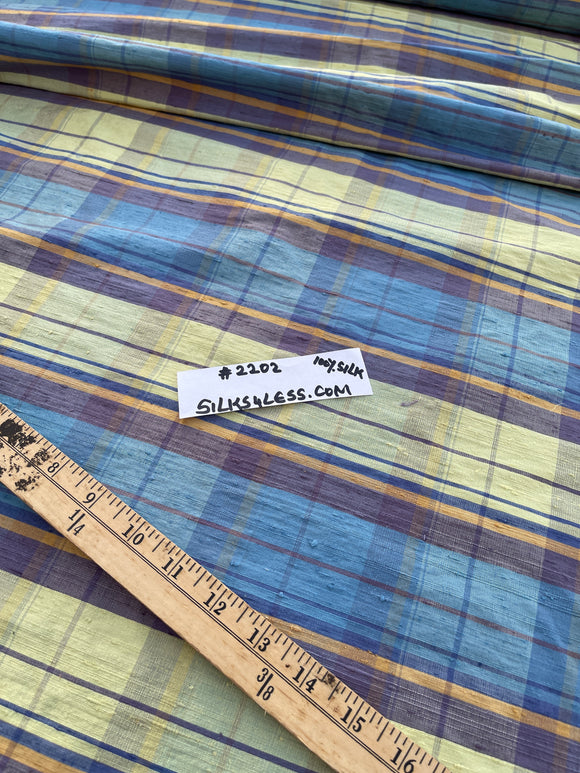 Designer Quality Silk Dupioni Plaid - BLUES/ PURPLE/ PASTEL GREEN!!!