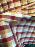 Designer Quality Silk Shantung Plaid - IVORY/ RED/ GOLDS!!!