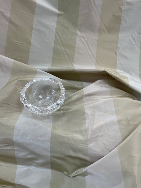 Designer Quality Silk Taffeta Stripe - LIGHT GREEN/OLIVE GREEN!!!