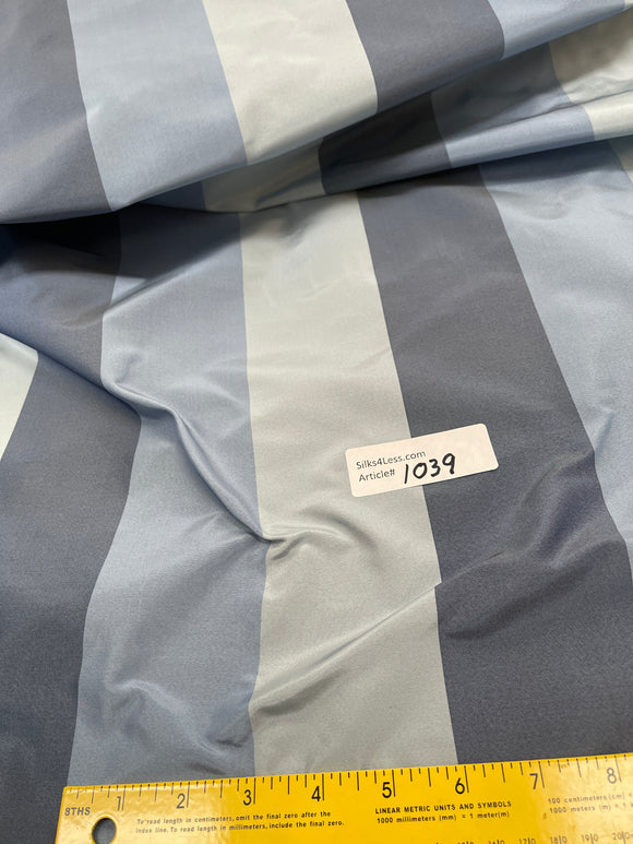 Fantastic Quality Silk Taffeta Stripes - STEEL/ SKY BLUE/ GRAY!!!