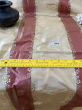 Designer Quality Silk Taffeta Jacquard Stripes - GOLD/ BRICK RED!!!