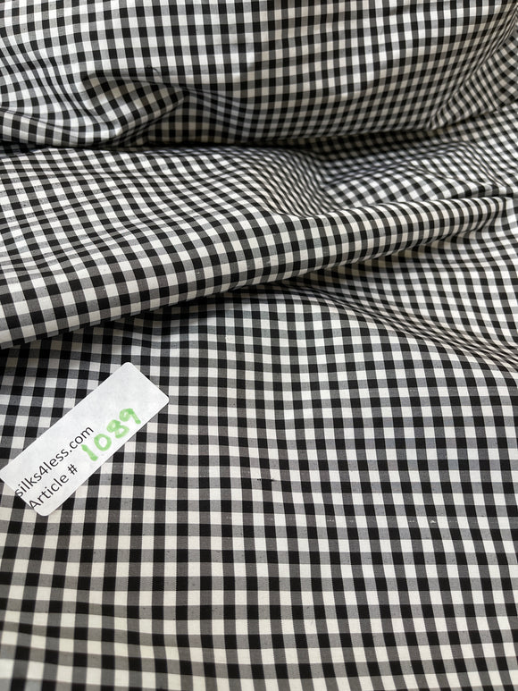Designer Quality Silk Taffeta Gingham Check  - BLACK/WHITE!!!
