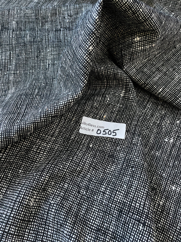 FABULOUS QUALITY HEAVY RAW SILK TWEED - BLACK/ OFF-WHITE!!!