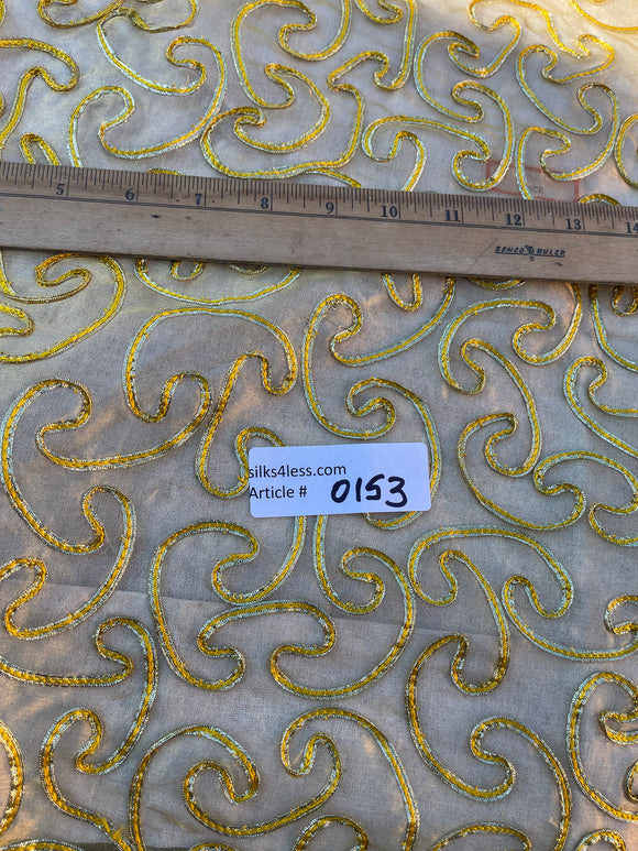 Exquisite Quality Silk Tissue Novelty Embroidery - WHITE/GOLD!!!