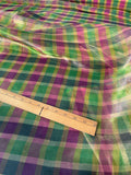 Exquisite Quality Silk Tissue Plaid - GREENS/ PURPLE!!!