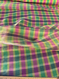 Exquisite Quality Silk Tissue Plaid - GREENS/ PURPLE!!!