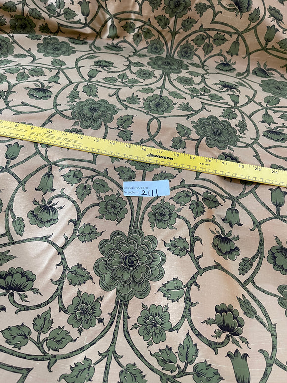 Designer Quality, Silk Shantung Screen Print  - GOLD/ GREENS!!!