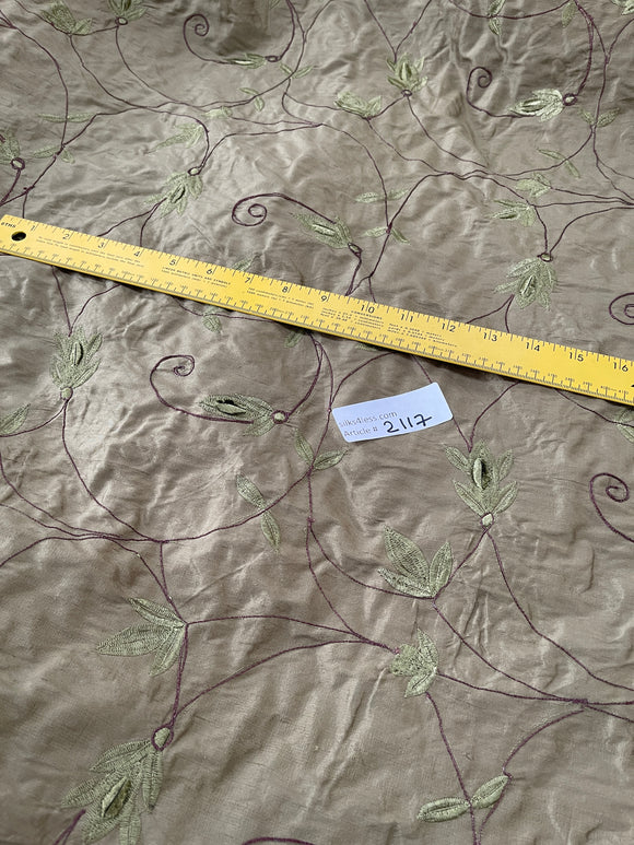 Exquisite Quality Silk Shantung Embroidery  - GREENS!!!