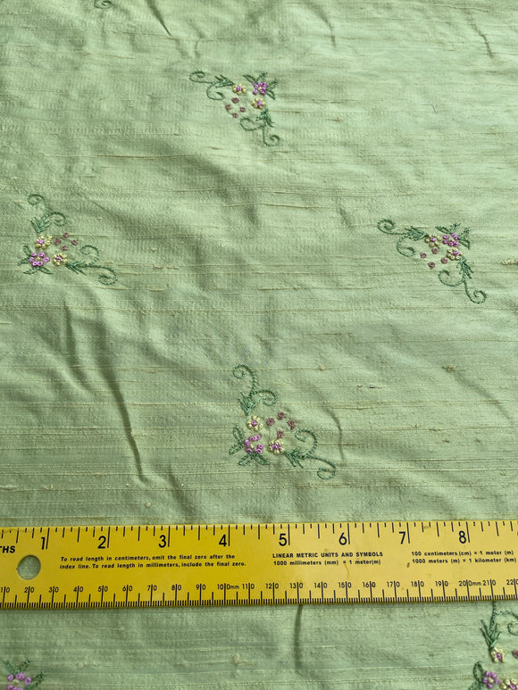 Designer Quality Silk Dupioni Hand Embroidery  - PASTEL GREEN!!!