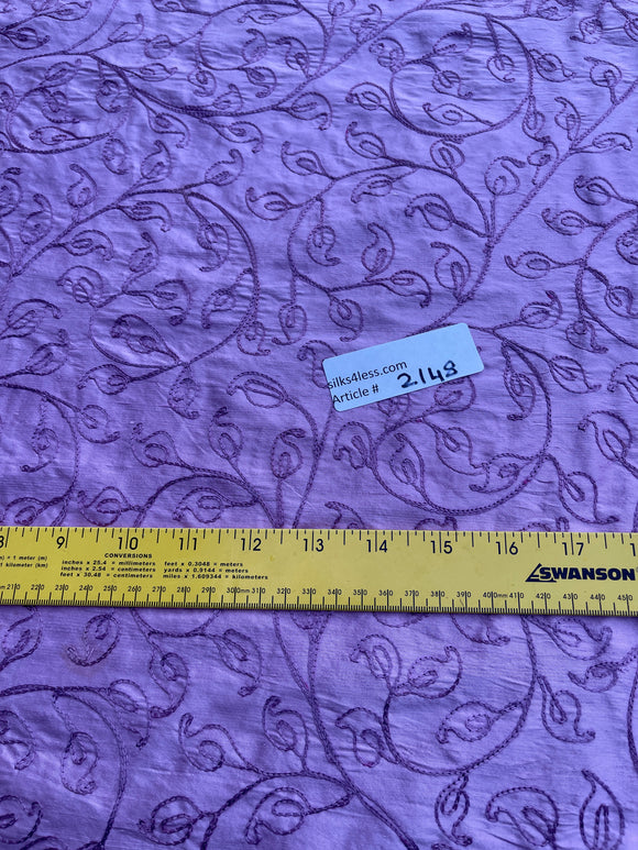 Designer Quality Silk Shantung Hand Embroidered  - LIGHT PURPLE!!!