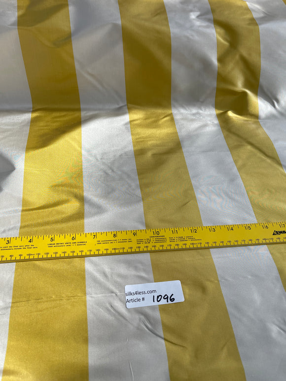 Designer Quality Silk Taffeta Stripes  - IVORY/ GOLDEN YELLOW!!!