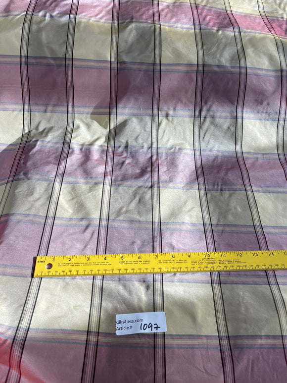 Designer Quality Silk Taffeta Plaid  - BRICK RED/ OLIVE/ GOLD!!!