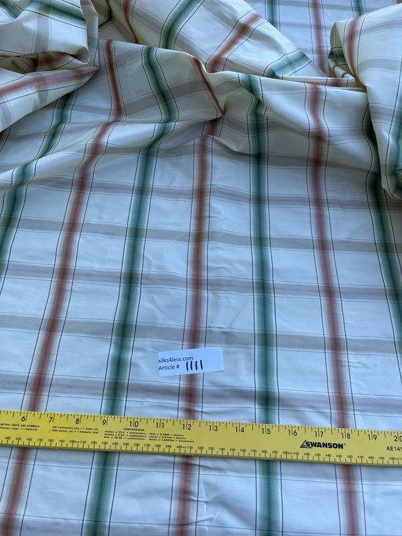 Designer Quality Silk Taffeta Plaid - CREAM/ GREES/ RUST!!!