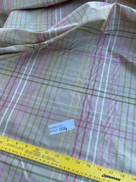 Designer Quality Silk Taffeta Plaid  -  OFF-WHITE/ RED/ GREENS!!!