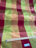 Designer Quality Silk Taffeta Plaid - BRICK RED/ GREENS/ PEACH!!!
