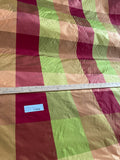 Designer Quality Silk Taffeta Plaid - BRICK RED/ GREENS/ PEACH!!!