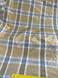 Designer Quality Silk Taffeta Plaid - GOLD/ CREAM/ BLUES!!!
