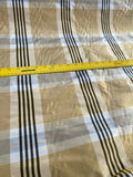 Designer Quality Silk Taffeta Plaid - GOLD/ CREAM/ BLUES!!!