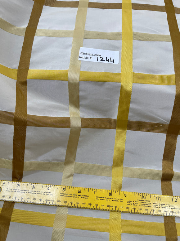  Silk Taffeta Fabric Gold and Rust Plaid Drapery Fabric~54 Wide  TAFC11[4] : Arts, Crafts & Sewing
