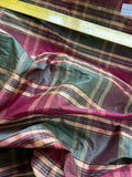 Designer Quality Silk Shantung plaid - Wine/ Greens!!!