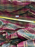 Designer Quality Silk Shantung plaid - Wine/ Greens!!!